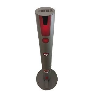 Dispenser/distribuitor vertical din inox pentru gel de maini dezinfectant, cu actionare la pedala, 320x320x1000 mm
