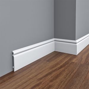 Plinta alba rotunjita cu canal din duropolimer 120 mm
