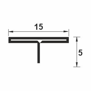 Bagheta despartitoare T, din inox, 15x5mm