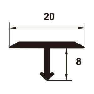 Profil T din aluminiu eloxat 900x20x8mm