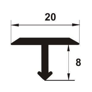 Profil T mediu din alama regala 2700x20x8mm
